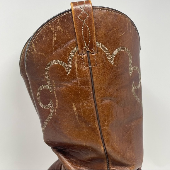 J Chisholm Cowboy Western Boots Mens 9 D Brown Leather Handcrafted Style 911 - Picture 9 of 16